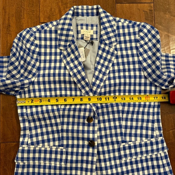 J. Crew Gingham Linen Schoolboy Blazer Jacket Sz 8 Petite - Picture 6 of 15